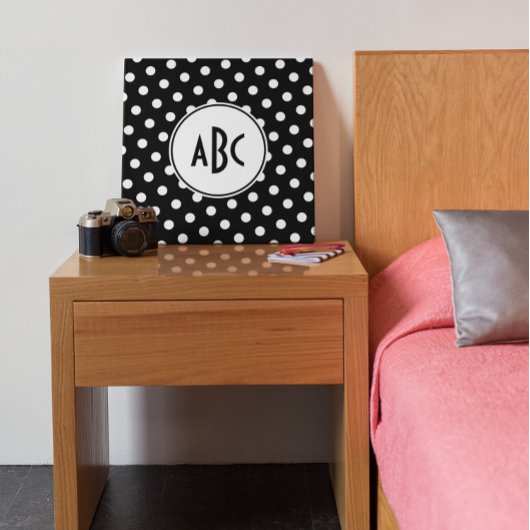 Toile Monogramme à pois noir et blanc