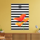 Toile Monogramme à rayures noires chic (Insitu(Salon))
