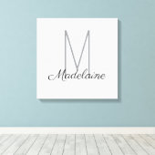 Toile Monogramme Blanc noir personnel élégant (Insitu (Plancher de Bois))