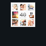 Toile Monogramme blanc pour 40e anniversaire<br><div class="desc">Un cadeau unique de 40e anniversaire ou de conservation, célébrant sa vie avec un collage de 8 de vos photos. Ajoutez des images de sa famille, de ses amis, de ses animaux de compagnie, de ses loisirs ou de sa destination de voyage de rêve. Personnalisez et ajoutez un nom, 40...</div>