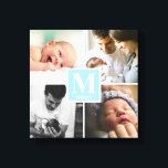 Toile Monogramme bleu bébé garçon photo collage<br><div class="desc">Un ajout merveilleux à la garderie d'un bébé avec des photos préférées de la famille. Customisez le monogramme pour lui. Couleur bleu clair avec le monogramme initial et le prénom du bébé. Un grand cadeau pour les nouveaux parents, les grands-parents aussi. Faites-leur plaisir dans un cadeau personnalisé spécial et unique....</div>