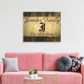 Toile Monogramme de Burlap vintage en bois (Insitu(Salon))