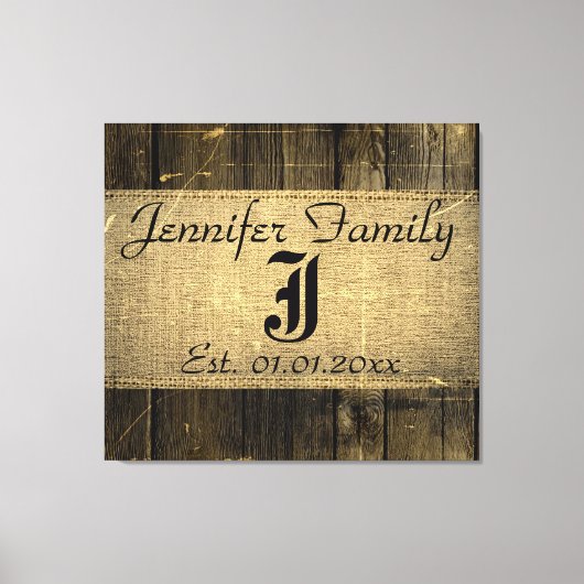 Toile Monogramme de Burlap vintage en bois (Recto)