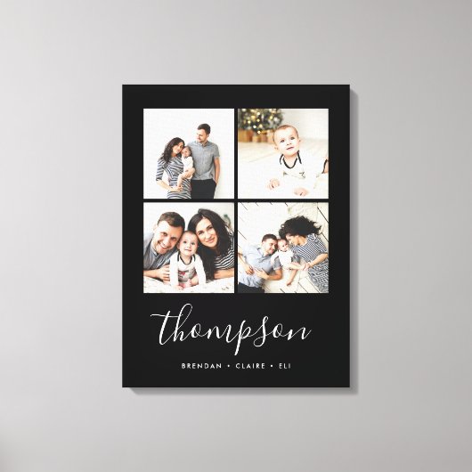 Toile Monogramme de famille moderne 4 Collage de photos (Recto)