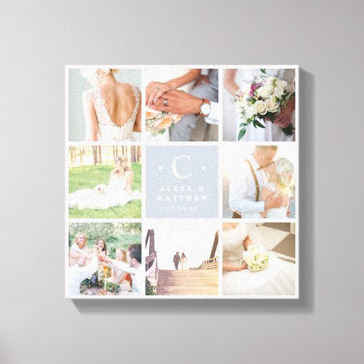 Toile Monogramme de mariage 8 Photo Collage (Recto)