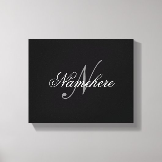 Toile Monogramme de nom noir et blanc personnalisé uniqu (Recto)