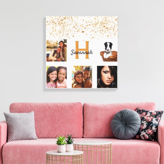 Toile Monogramme de parties scintillant en or blanc phot (Insitu(Salon))