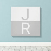 Toile Monogramme d'initiales Modernes Gris Clair & Gris (Insitu (Plancher de Bois))
