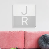 Toile Monogramme d'initiales Modernes Gris Clair & Gris (Insitu(Salon))