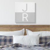 Toile Monogramme d'initiales Modernes Gris Clair & Gris (Insitu(Chambre))