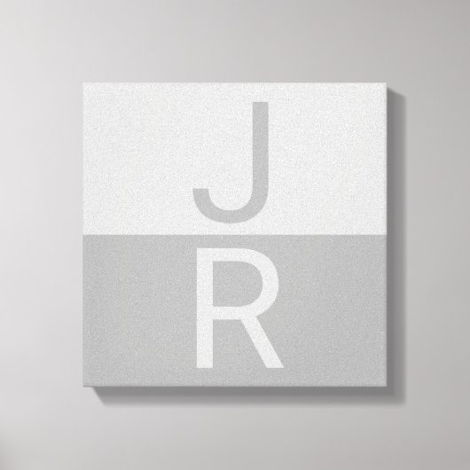 Toile Monogramme d'initiales Modernes Gris Clair & Gris (Recto)