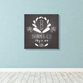 Toile Monogramme du tableau de bord des plumes Date Mari (Insitu (Plancher de Bois))