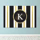 Toile Monogramme Elégant Noir & Or Personnalisé (Insitu (Plancher de Bois))