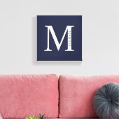 Toile Monogramme et nom personnalisés bleu marine (Insitu(Salon))