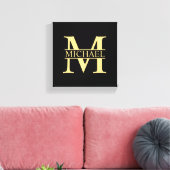 Toile Monogramme et nom personnalisés noir et or (Insitu(Salon))