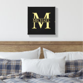 Toile Monogramme et nom personnalisés noir et or (Insitu(Chambre))