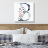 Toile Monogramme floral bleu initial B (Insitu(Chambre))