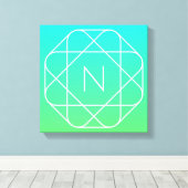 Toile Monogramme géométrique cool | Ombre Vert bleu et c (Insitu (Plancher de Bois))