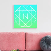 Toile Monogramme géométrique cool | Ombre Vert bleu et c (Insitu(Salon))
