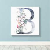 Toile Monogramme Initial B Floral Bleu (Insitu (Plancher de Bois))