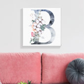Toile Monogramme Initial B Floral Bleu (Insitu(Salon))