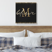 Toile Monogramme Initial Croire Script Paillettes Or Noi (Insitu(Chambre))
