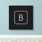 Toile Monogramme Initial De Style Moderne | Blanc & Noir (Insitu (Plancher de Bois))