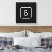 Toile Monogramme Initial De Style Moderne | Blanc & Noir (Insitu(Chambre))