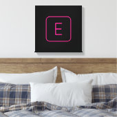 Toile Monogramme Initial De Style Moderne | Rose Et Noir (Insitu(Chambre))