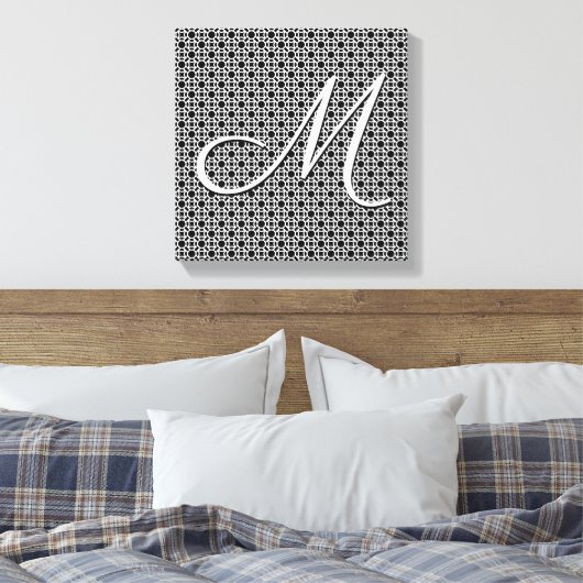 Toile Monogramme initial géométrique noir et blanc (Insitu(Chambre))