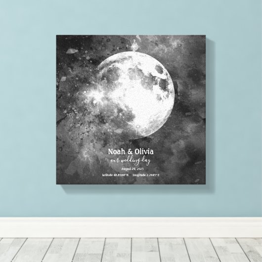 Toile Monogramme Mariage d'impression de phase lune pers (Insitu (Plancher de Bois))