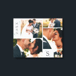 Toile Monogramme Mariage Eucalyptus Collage d'images<br><div class="desc">Simple minimaliste Eucalyptus Frame Mariage Monogrammé toile murale art collage photo. Idéal pour votre jardin de printemps ou d'été ou pour le thème mariage à thème extérieur. Dans une palette de couleurs douce et subtile de vert d'eau turquoise, menthe pastel, gris bleu poussiéreux et blanc classique. Les polices élégantes peuvent...</div>