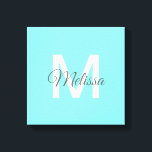 Toile monogramme moderne chic minimaliste turquoise aqua<br><div class="desc">moderne chic minimaliste abstrait turquoise aqua bleu accessoires de maison. turquoise monogrammed pépinière décorations.</div>