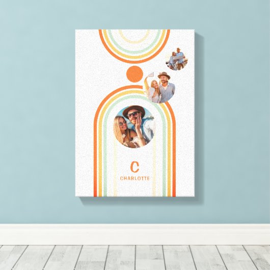 Toile Monogramme Nom Boho Arch Multi Photo Fille tendanc (Insitu (Plancher de Bois))