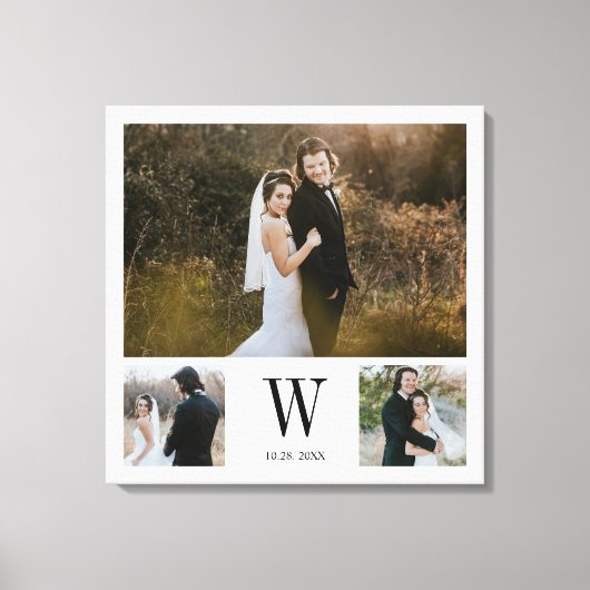 Toile Monogramme personnalisé 3 Collage photo (Recto)