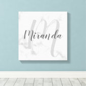 Toile Monogramme personnalisé et nom marbre (Insitu (Plancher de Bois))