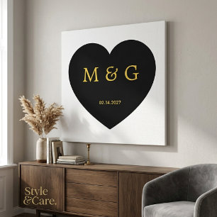 Toile Monogramme personnalisé et symbole de date de l'am