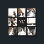 Toile Monogramme Photo Collage Bordure noire<br><div class="desc">Obtenez ce monogrammed design avec 8 de vos photos préférées dessus. Il dispose d'un endroit où vous pouvez ajouter votre initiale. C'est parfait pour les photos de mariage, les photos de bébé et les photos de famille.</div>