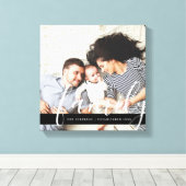 Toile Monogramme photo familiale moderne et date de créa (Insitu (Plancher de Bois))