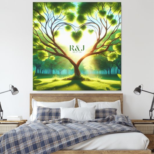 Toile Monogramme romantique en couple d'arbre (Insitu(Chambre))