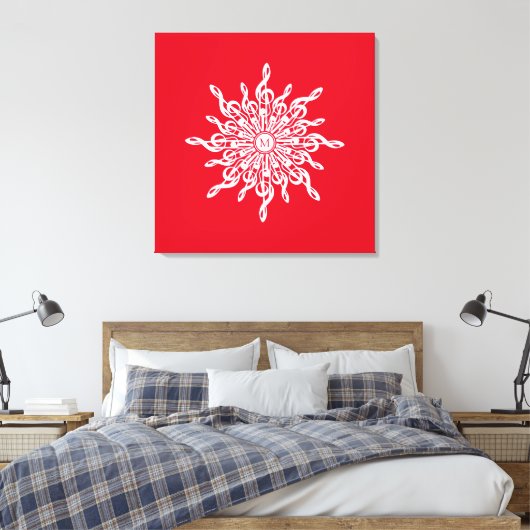 Toile Monogramme rouge de Noël G-Clef Snowflake (Insitu(Chambre))