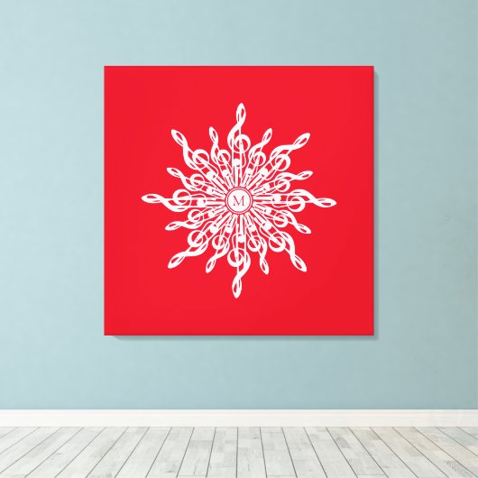 Toile Monogramme rouge de Noël G-Clef Snowflake (Insitu (Plancher de Bois))