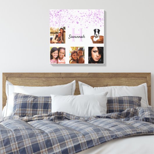 Toile Monographie de collage photo rose violet (Insitu(Chambre))