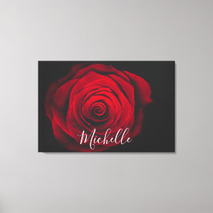 Toile Monographie personnalisée rose rouge photo vintage
