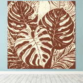 Toile Monstera Tropicale Art Linocut (Insitu (Plancher de Bois))