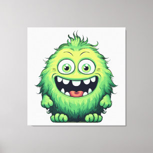 Toile Monstre Vert Mignon Dessin Animé Sourire