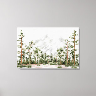 Toile Montagne et forêt à l'aquarelle