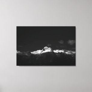 Toile Montagne majestueuse Triglav en noir et blanc