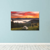 Toile Montagnes | Camping Foggy Sunrise (Insitu (Plancher de Bois))