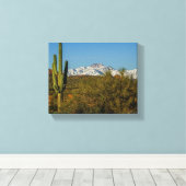 Toile Montagnes couvertes de neige Saguaro Cactus Arizon (Insitu (Plancher de Bois))